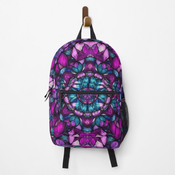 Item preview, Stained Glass Magenta Crystal Jade Inspired Mosaic Mandala Pattern designed and sold by GrinGalore.
