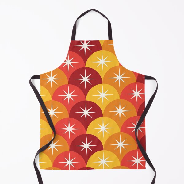 Item preview, Mid Century Starbursts on red , orange and yellow Scallop Ogee Pattern designed and sold by Yasminepatterns .