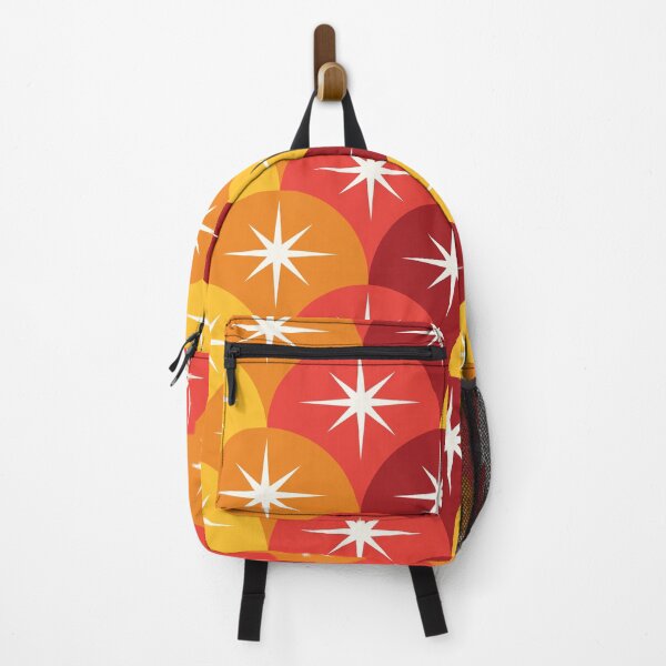 Item preview, Mid Century Starbursts on red , orange and yellow Scallop Ogee Pattern designed and sold by Yasminepatterns .
