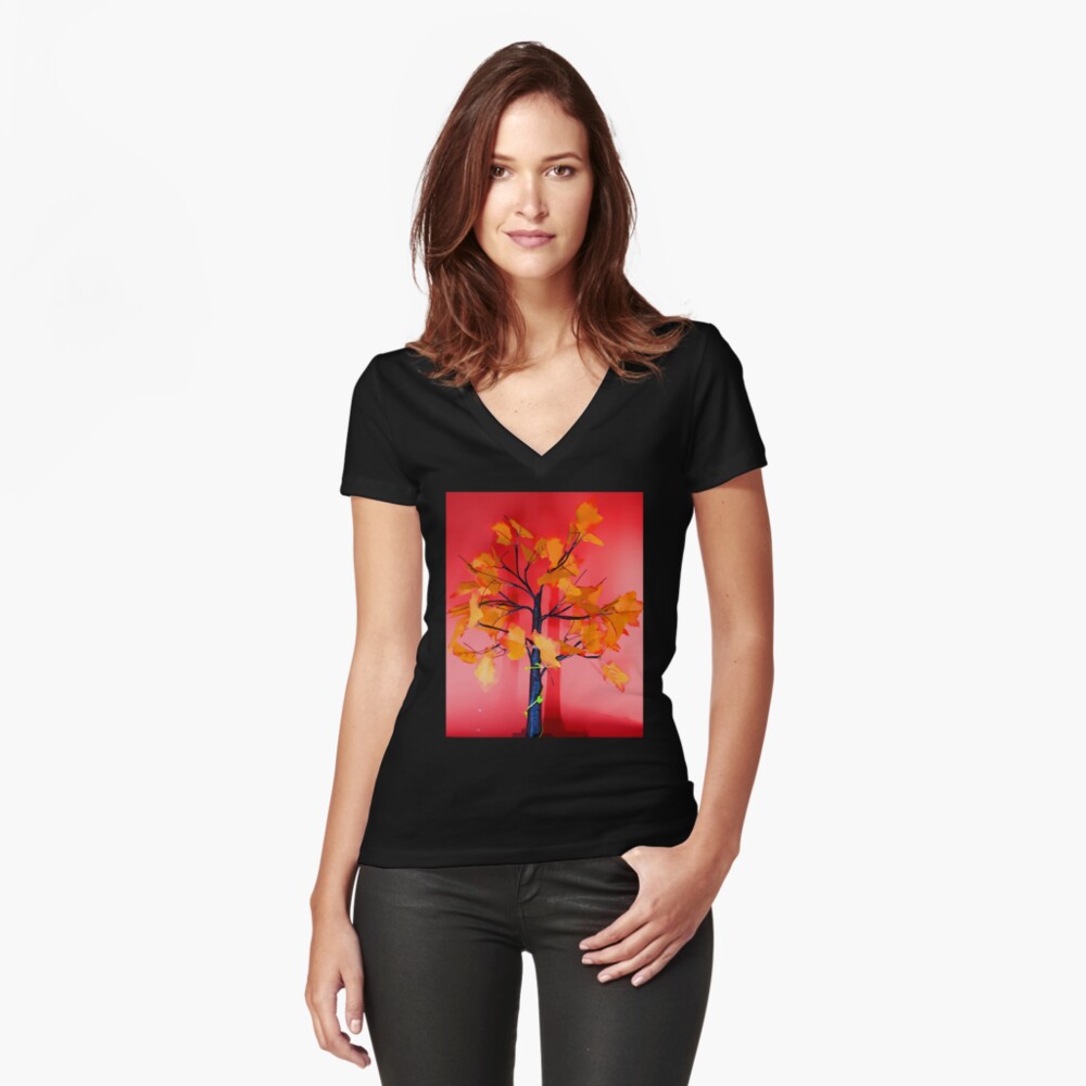 Item preview, Fitted V-Neck T-Shirt designed and sold by OneDayArt.