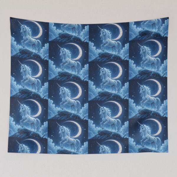 Item preview, Blues Mystical Unicorns Under Starry Night Skies designed and sold by ART ATTACK ZONE.