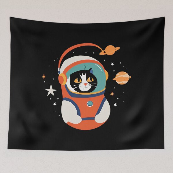 Item preview, Retro Space Cat - Cosmic Explorer in an Astronaut Suit designed and sold by WeirdSketcher.