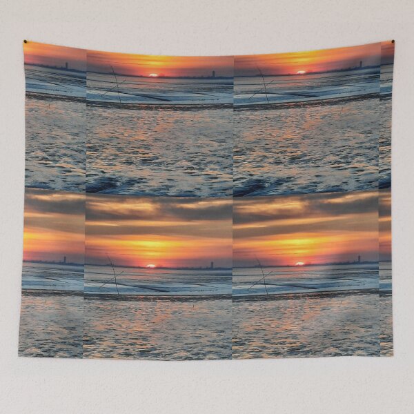 Item preview, Art by Mike Photography Photo on the North Sea beach with romantic sunset, Theme II designed and sold by allartbymike.