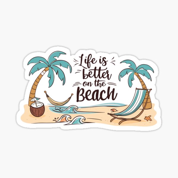 Vista previa del artículo con la obra «La vida es mejor en la playa – Diseño para amantes del mar», diseñado y vendido por StormArte.