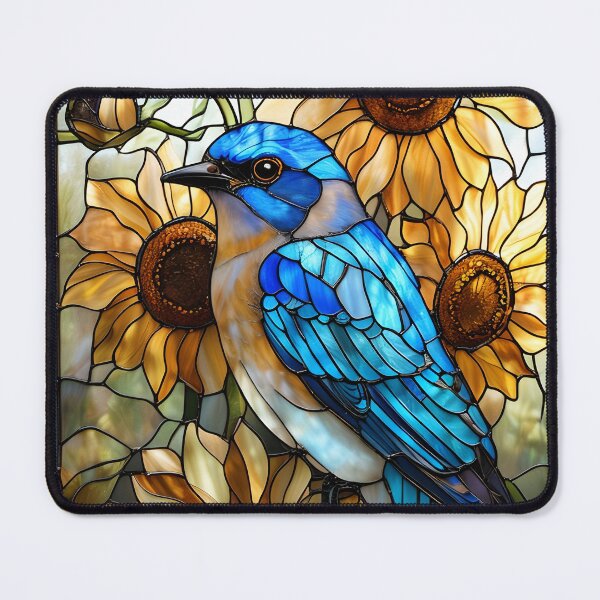 Item preview, Stained Glass Bluebird with sunflowers designed and sold by DesignStudio135.