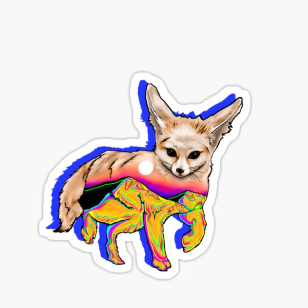 Vista previa del artículo con la obra «Fennec del desierto con puesta de sol blanca», diseñado y vendido por Radicalyul.