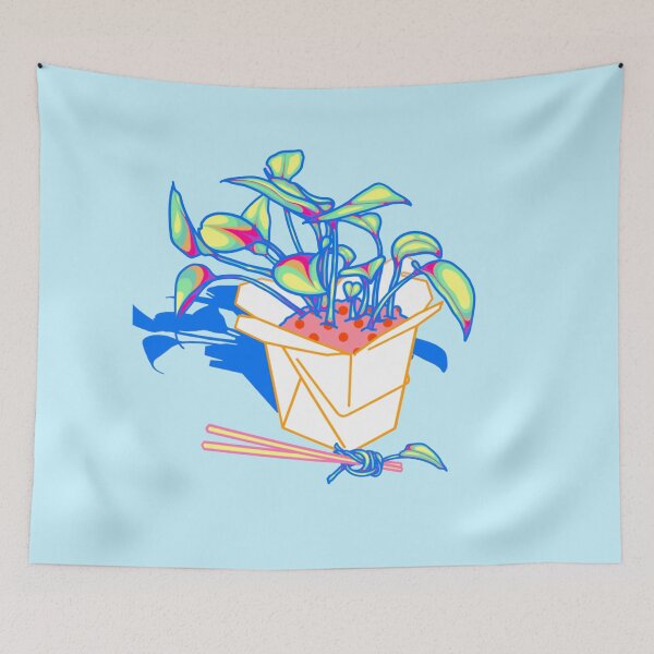 Item preview, Blue pothos in a takeout box designed and sold by Radicalyul.