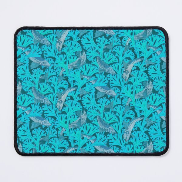 Item preview, FISHES AND ALGAES IN AQUA BLUE  Art Nouveau Animal Pattern designed and sold by BulganLumini.