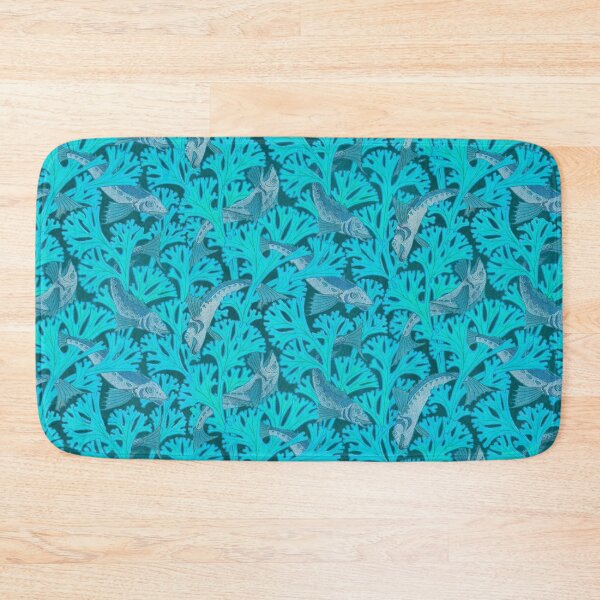 Item preview, FISHES AND ALGAES IN AQUA BLUE  Art Nouveau Animal Pattern designed and sold by BulganLumini.