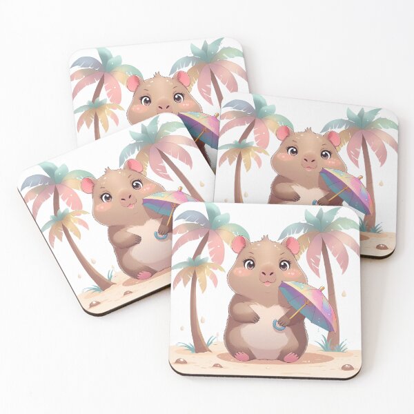 Item preview, Kawaii Capybara on the Beach under Palm Trees designed and sold by Liv Solara.
