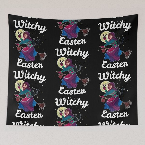 Item preview, Witchy Easter - Witch, Black Cat and Night Sky designed and sold by Ivy Lily Art.