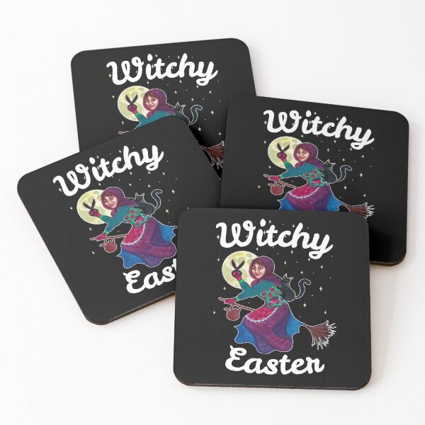 Item preview, Witchy Easter - Witch, Black Cat and Night Sky designed and sold by Ivy Lily Art.