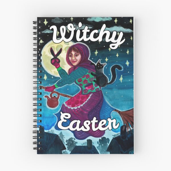 Item preview, Witchy Easter - Witch, Black Cat and Night Sky designed and sold by Ivy Lily Art.