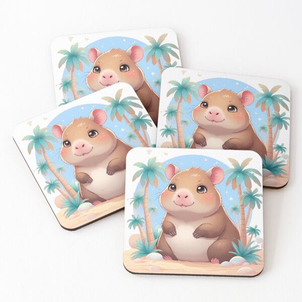 Item preview, Kawaii Capybara Relaxing on the Beach designed and sold by Liv Solara.