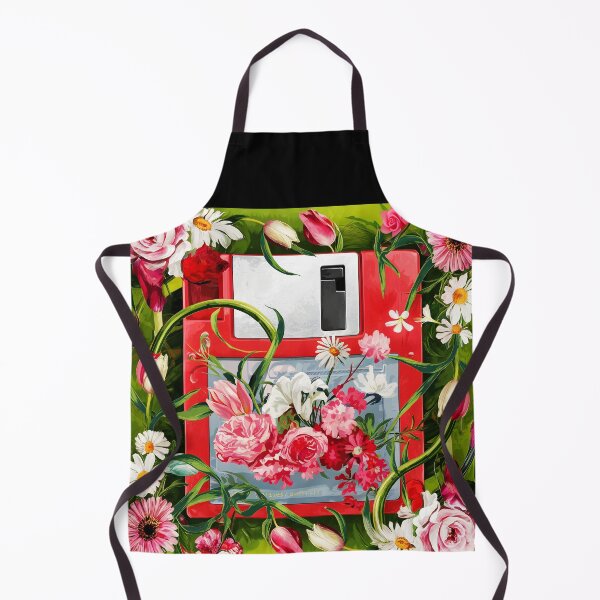 Item preview, red retro floppy decorated with colorful flowers in a green set vector style - marketing for this as well designed and sold by EmeraldeaArt.
