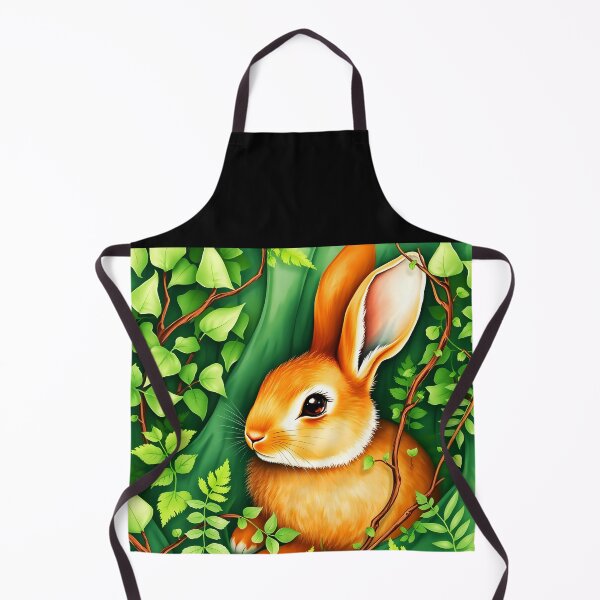 Item preview, watercolor brown bunny among green foliage leaves easter rabbit aquarelle art designed and sold by EmeraldeaArt.