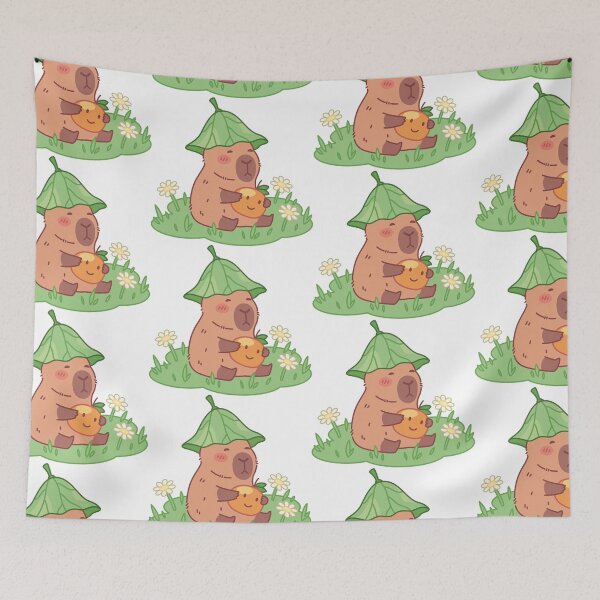 Item preview, Capybara with Umbrella Leaf and Smiling Orange designed and sold by Polarisofficial.