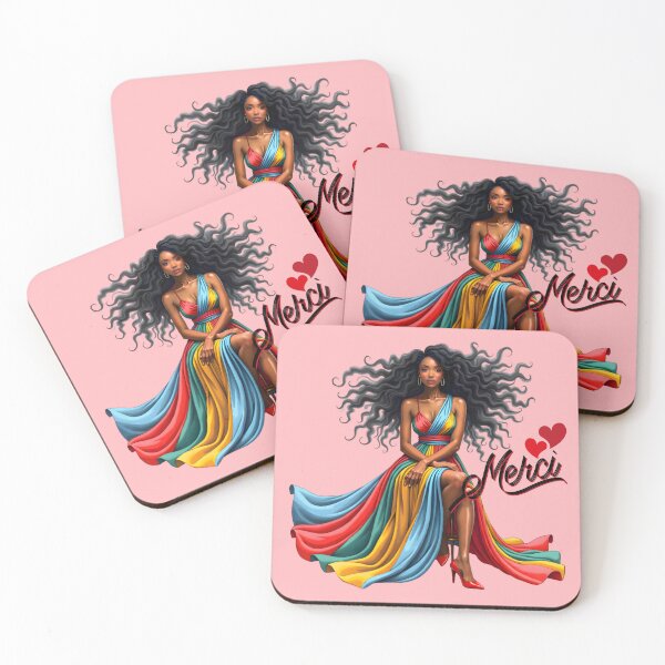 Item preview, Merci – Elegant Afro Beauty in Flowing Rainbow Dress designed and sold by QPTheeArtist.