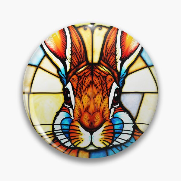 Item preview, Stained glass Bunny easter art designed and sold by EmeraldeaArt.