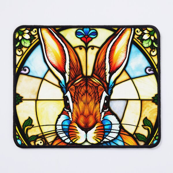 Item preview, Stained glass Bunny easter art designed and sold by EmeraldeaArt.