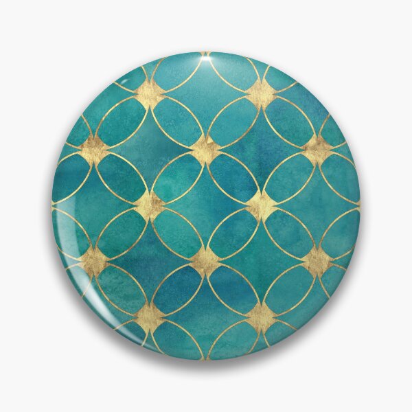 Item preview, Bohemian Moroccan Arabic Geometric Turquoise Teal Blue Gold Foil designed and sold by KajalGulgulia.