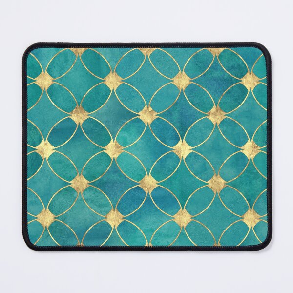 Item preview, Bohemian Moroccan Arabic Geometric Turquoise Teal Blue Gold Foil designed and sold by KajalGulgulia.