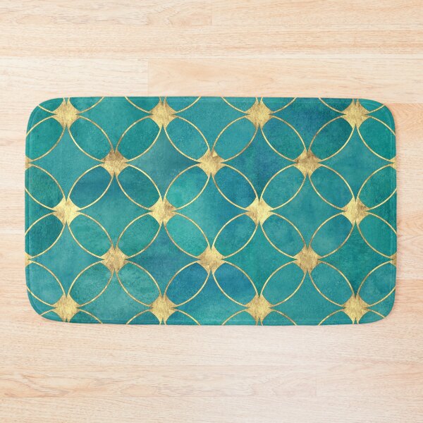 Item preview, Bohemian Moroccan Arabic Geometric Turquoise Teal Blue Gold Foil designed and sold by KajalGulgulia.