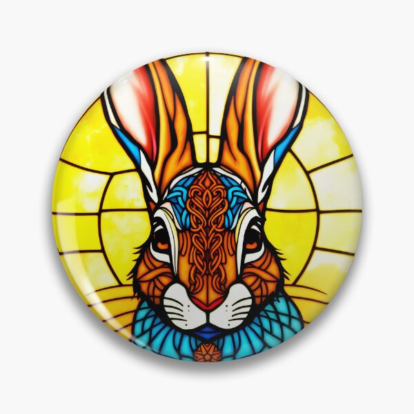 Item preview, Stained glass Floral Bunny easter art designed and sold by EmeraldeaArt.