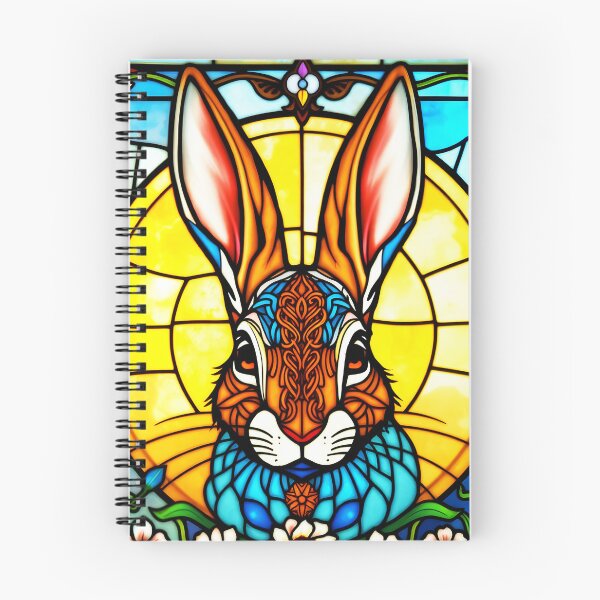 Item preview, Stained glass Floral Bunny easter art designed and sold by EmeraldeaArt.