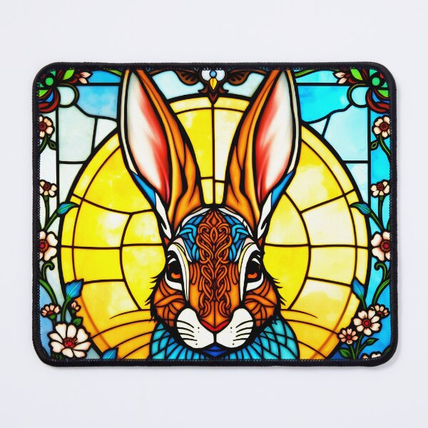 Item preview, Stained glass Floral Bunny easter art designed and sold by EmeraldeaArt.