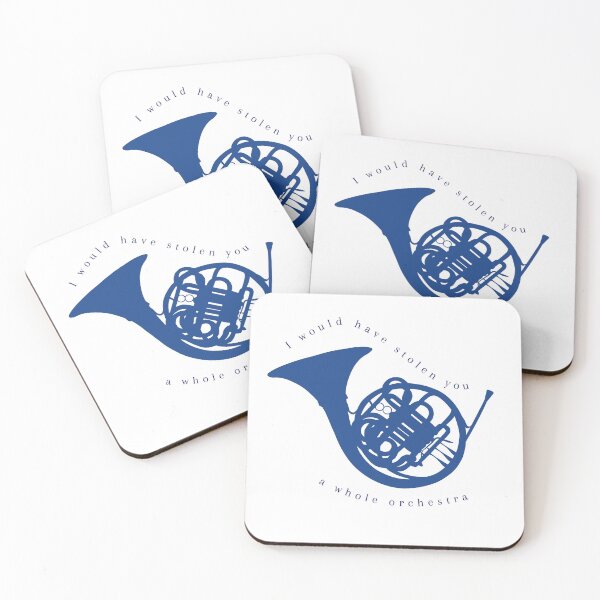Item preview,  Blue French Horn – Romantic Orchestra Quote designed and sold by cerasellashop.