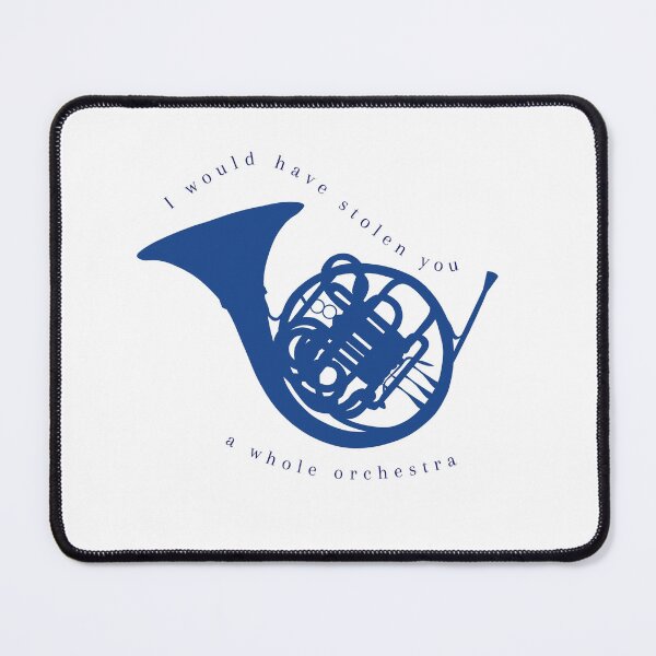 Item preview,  Blue French Horn – Romantic Orchestra Quote designed and sold by cerasellashop.