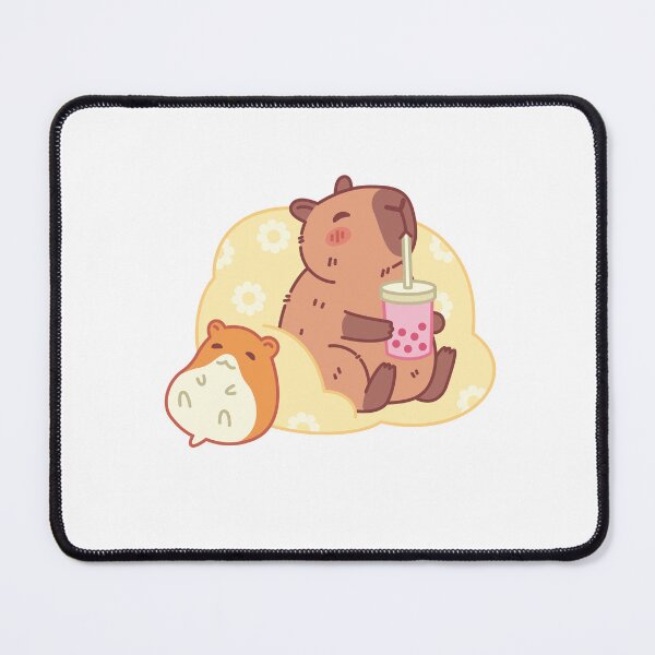 Item preview, Capybara Drinking Bubble Tea with Hamster Friend designed and sold by Polarisofficial.
