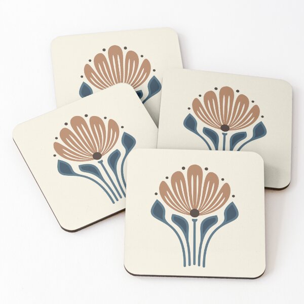 Item preview, KF 0362 D - Vintage Retro Daisy 70s Floral Pattern in Brown Blue designed and sold by KhakiFinch.