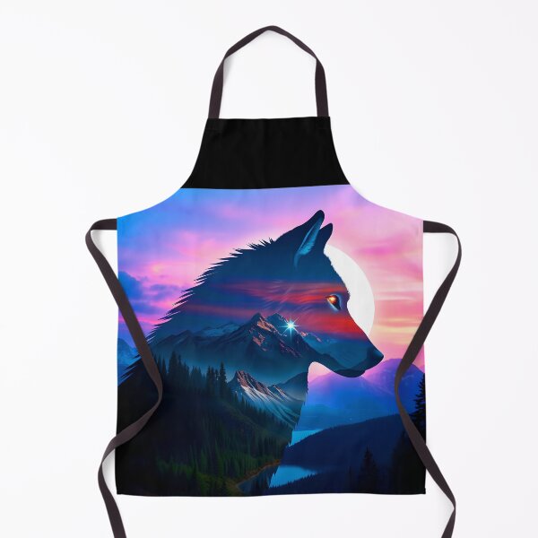 Item preview, Mountains and a wolf amost transparent shape silhuette in a purple sunset digitalart designed and sold by EmeraldeaArt.