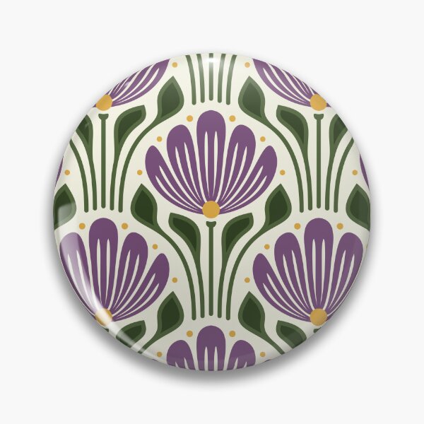 Item preview, KF 0362 B - Vintage Retro Daisy 70s Floral Pattern in Purple Green Yellow designed and sold by KhakiFinch.