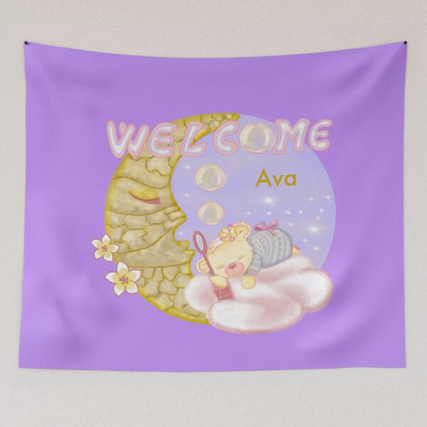 Item preview, Sleepy Bear Welcome Ava – Baby Shower Gift designed and sold by Medilludesign.