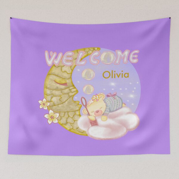 Item preview, Sleepy Bear Welcome Olivia – Baby Shower Gift designed and sold by Medilludesign.