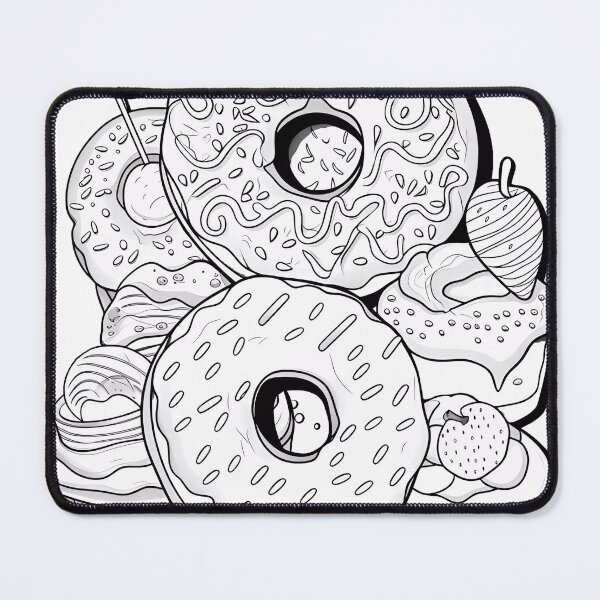 Item preview, Yummy Donuts Coloring Page Pattern designed and sold by DavidColoring.