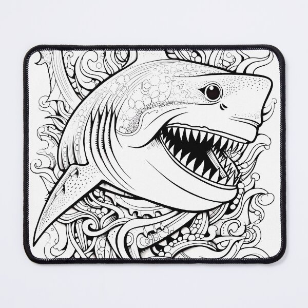 Item preview, Shark Coloring Page Pattern designed and sold by DavidColoring.