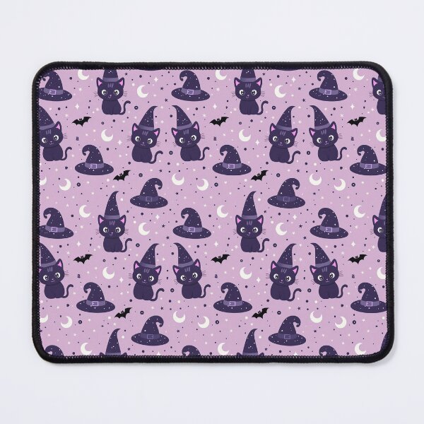 Item preview, purple kawaii cat with witch hats designed and sold by PoppyLaneStudio.