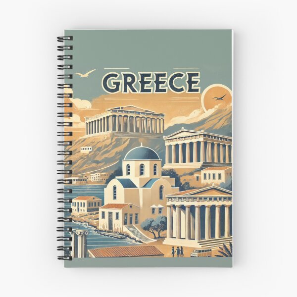 Item preview, Vintage Greece Travel Poster | Retro Greek Landmarks designed and sold by CreationbyNiki.