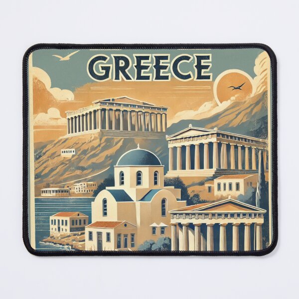 Item preview, Vintage Greece Travel Poster | Retro Greek Landmarks designed and sold by CreationbyNiki.