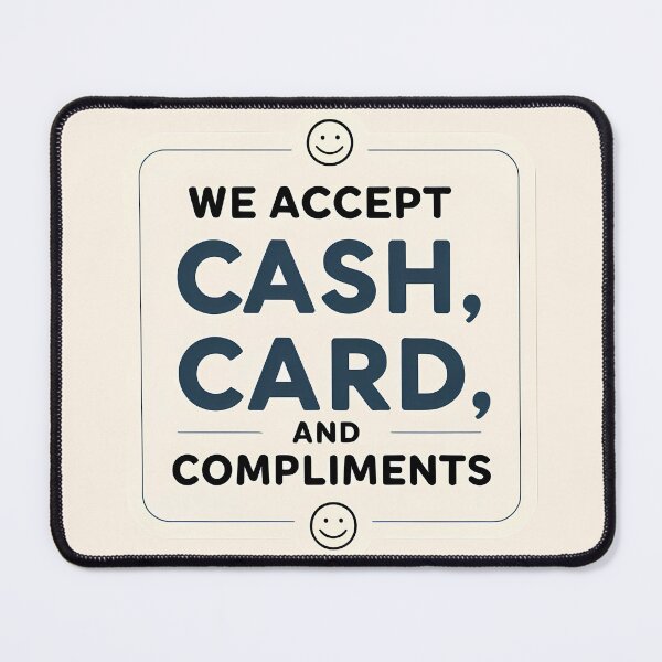Item preview, We Accept Cash, Card and Compliments - Modern Humor designed and sold by SolaoLab.