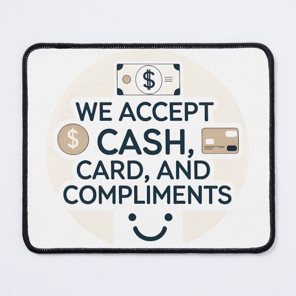 Item preview, We Accept Cash, Card and Compliments – Payment Sign designed and sold by SolaoLab.
