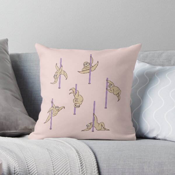 Sloths Pole Dancing Club Throw Pillow