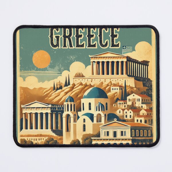 Item preview, Vintage Greece Travel Poster | Retro Greek Landmarks designed and sold by CreationbyNiki.