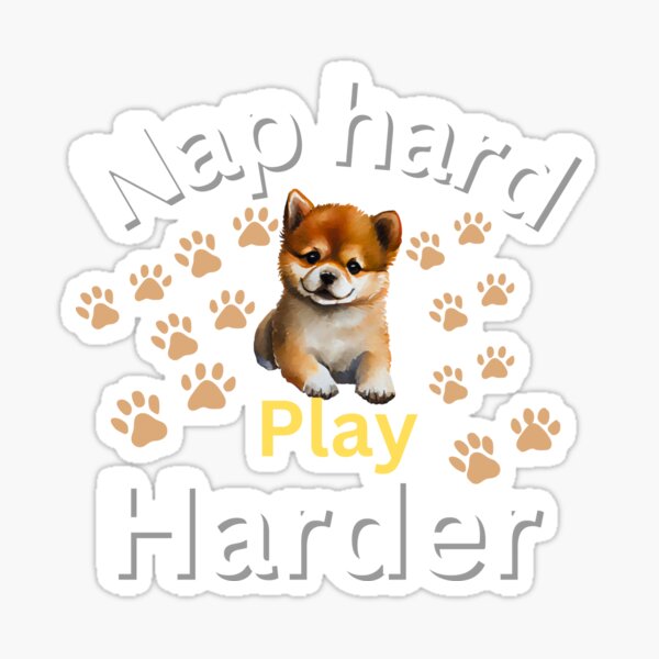 Vista previa del artículo con la obra «Duerme una siesta intensa, juega más intensamente», diseñado y vendido por Pawprintgallary.