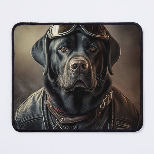 Item preview, Old school biker rider labrador in leather jacket and goggles designed and sold by avocadonic.