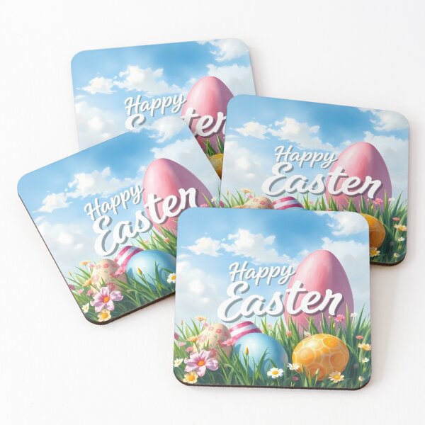 Item preview, Happy easter landscape with colorful eggs illustration designed and sold by Valentina-ty.